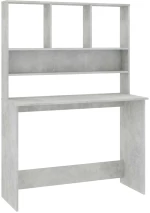 vidaXL Γραφείο με Ράφια Γκρι Σκυροδέματος 110x45x157 εκ. Μοριοσανίδα