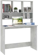 vidaXL Γραφείο με Ράφια Γκρι Σκυροδέματος 110x45x157 εκ. Μοριοσανίδα