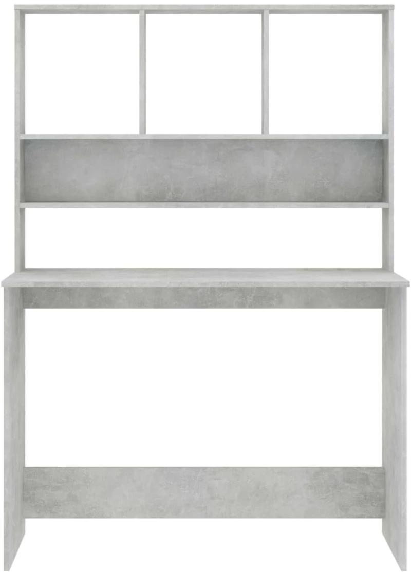 vidaXL Γραφείο με Ράφια Γκρι Σκυροδέματος 110x45x157 εκ. Μοριοσανίδα
