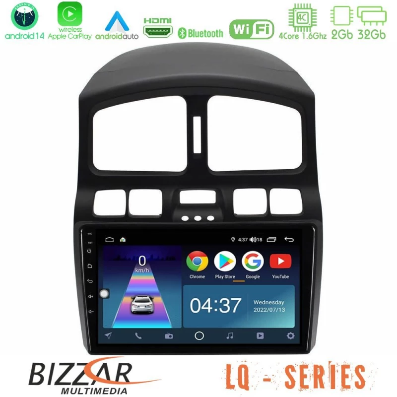 Bizzar lq Series 4core Android14 2+32gb Hyundai Santa fe 2000-2006 Navigation Multimedia Tablet 9" με Carplay & Android Auto u-lq-Hy0911