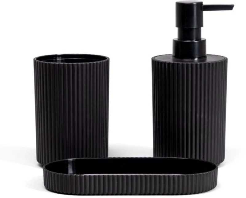Σετ Μπάνιου Leon 238700 747076 (Σετ 3τμχ) Black Homla Πλαστικό