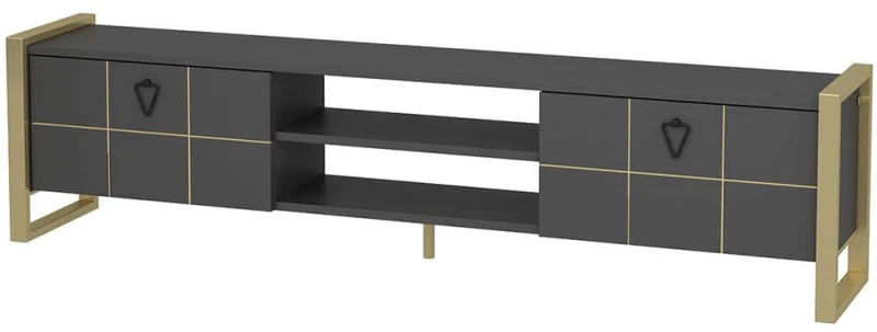 Έπιπλο Τηλεόρασης Mila 875ZNA5320 184x34x45cm Anthracite-Gold