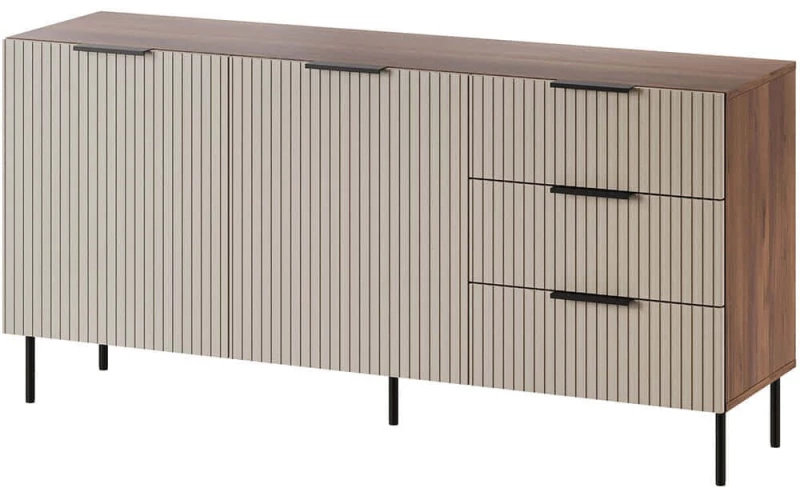 Μπουφές Almera I 162910579 156x42x76cm Walnut-Beige Μοριοσανίδα,ABS