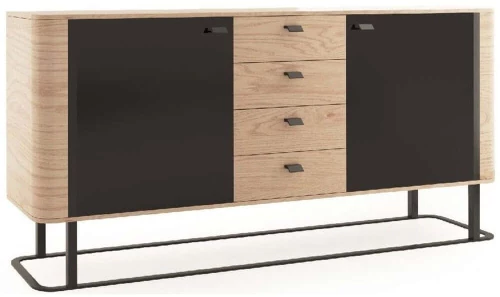 Μπουφές Goteborg 161348529 190,6x40,2x89,6cm Natural-Black Μοριοσανίδα, Μέταλλο