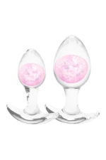 2-Piece Plug Kit - Σετ Πρωκτικές Σφήνες Υγρής Σιλικόνης με Γυάλινη Μπίλια - Ροζ