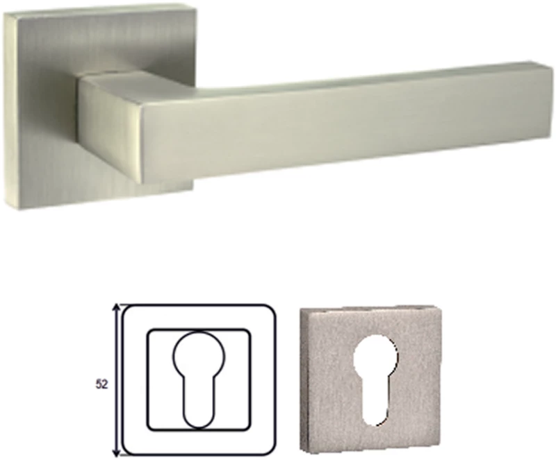 Πόμολο Ασφαλείας Μεσόπορτας Τετράγωνο Flat 52x52 - Νίκελ Ματ