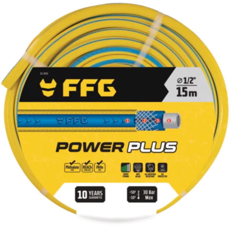 Λάστιχο Ποτίσματος Power Plus 1/2" 50m Κίτρινο-Μπλε FFG 11314