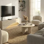 Τραπεζάκι σαλονιού Mara χρώμα travertine Ø75x36,8εκ.