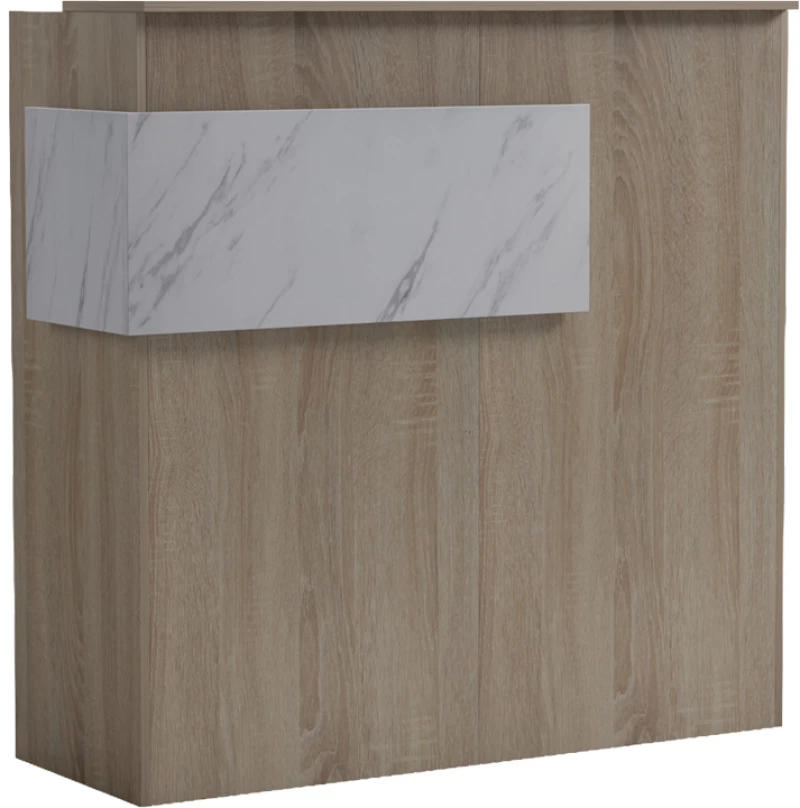 Γραφείο reception Optima pakoworld με led sonoma-λευκή όψη μαρμάρου 110x40x110εκ
