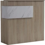 Γραφείο reception Optima pakoworld με led sonoma-λευκή όψη μαρμάρου 110x40x110εκ
