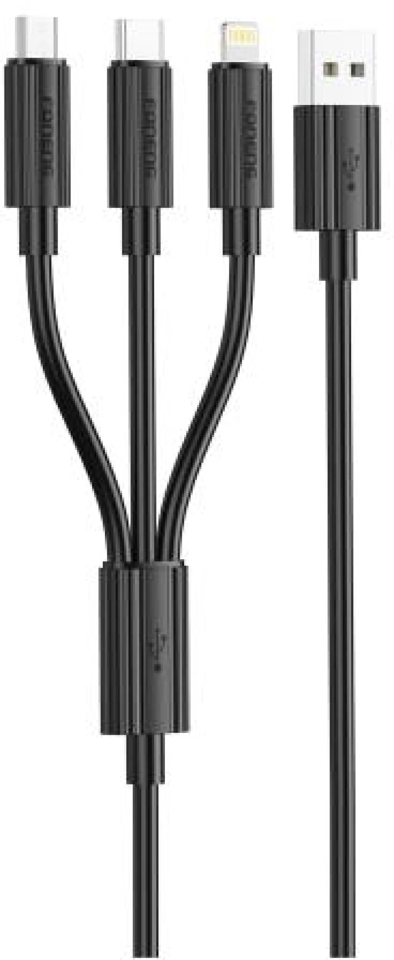 Καλώδιο Σύνδεσης USB 2.0 Foneng XS07 3 σε 1 USB A σε Micro USB & USB C & Lightning 15W 3A 1.2m Μαύρο