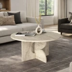 Τραπεζάκι σαλονιού Mara Megapap χρώμα travertine Ø75x36,8εκ.
