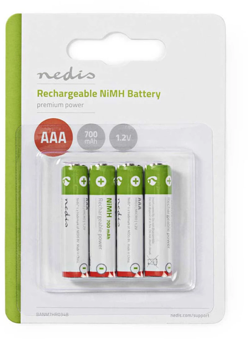 Nedis 233-0140 Επαναφορτιζόμενες Μπαταρίες AAA Ni-MH 700mAh 1.2V 4τμχ