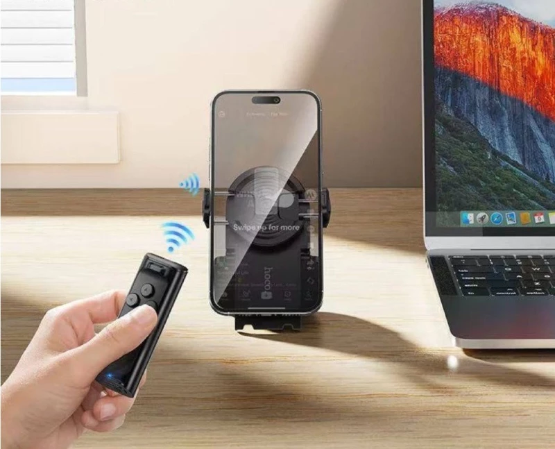 Hoco K33 Λαβή Στήριξης Κινητού με Bluetooth Τηλεχειριστήριο, Βάση & Περιστροφή 360° Μαύρο