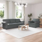 Καναπές 180cm 2 pcs Σκούρο Γκρι Μέταλλο Γκρι 3407575