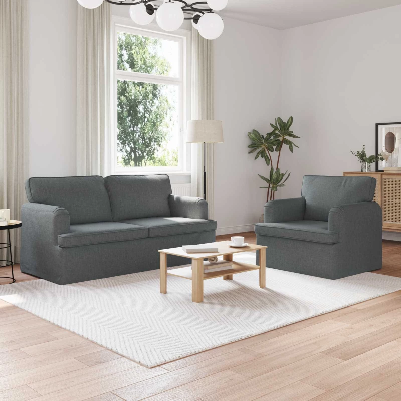 Καναπές 140cm 2 pcs Σκούρο Γκρι Μέταλλο Γκρι 3407561