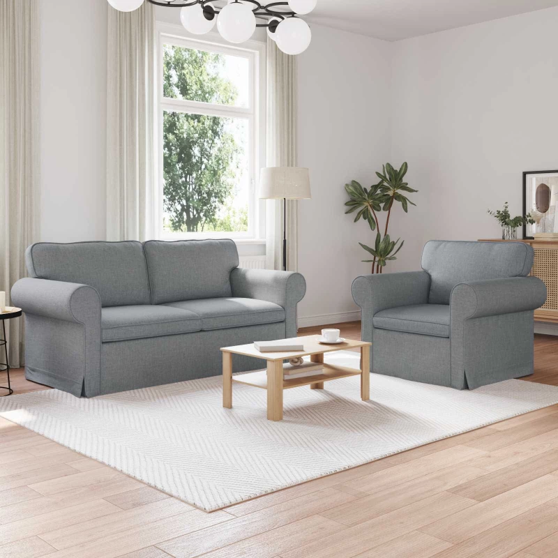 Καναπές 140cm 2 pcs Ανοιχτό γκρι Μέταλλο Ανοιχτό γκρι 3407530