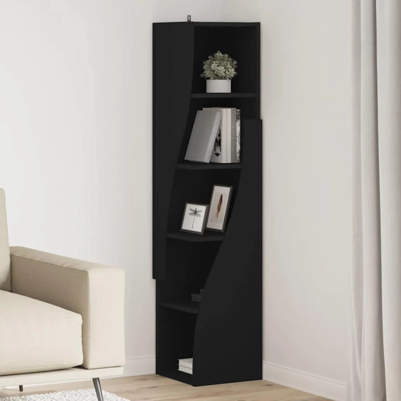 Γωνιακό Ντουλάπι Μαύρο 32x32x140εκ Επεξεργασμένο ξύλο Μαύρο 889876