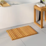 Πατάκι μπάνιου Μονόχρωμο Καφέ 60 x 40 cm ξύλο Καφέ 42025254