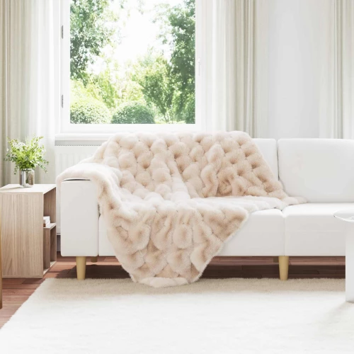 Ψεύτικη κουβέρτα από κουνέλι 4 pcs Μπεζ 130 x 150 cm Μπεζ 42021789