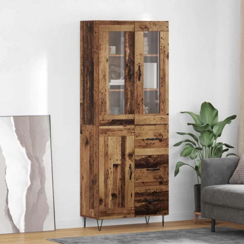 Highboard Παλιό Ξύλο 69,5 x 34 x 180 εκ. Επεξεργασμένο ξύλο Καφέ 3402694