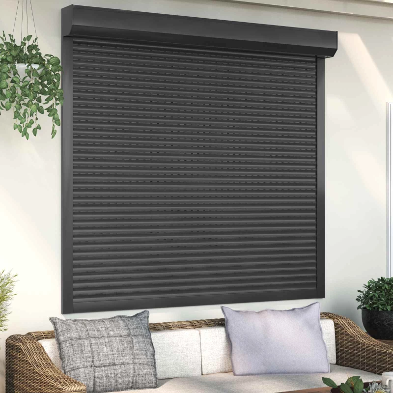 Ρολό εισόδου Ανθρακί 160 x 150 cm Αλουμίνιο και Πολυουρεθάνη Ανθρακί 42047074