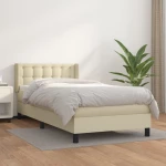 Κρεβάτι Boxspring με Στρώμα Κρεμ 90x200 εκ. από Συνθετικό Δέρμα Κρεμ 3130759