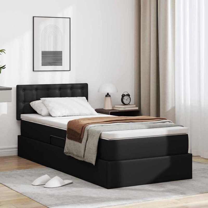 Κρεβάτι με αποθηκευτικό χώρο και στρώμα Μαύρο 100 x 200 cm Μαύρο 3370381