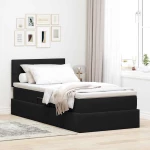 Κρεβάτι Αποθήκης με στρώμα Μαύρο 90 x 190 cm Βελούδο Μαύρο 3370727