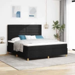 LED Κρεβάτι με βάθρο με στρώμα Μαύρο 180 x 200 cm ύφασμα Μαύρο 3343042