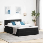 Κρεβάτι Αποθήκης με στρώμα Μαύρο 140 x 200 cm Βελούδο Μαύρο 3370763