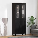 Highboard Μαύρη Οξυά 69,5 x 34 x 180 εκ. Επεξεργασμένο ξύλο Μαύρο 3416097