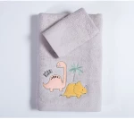 Σετ Παιδικές Πετσέτες 2 Τεμαχίων Nef-Nef Dinosaur Art Wind Grey 30x50+70x140