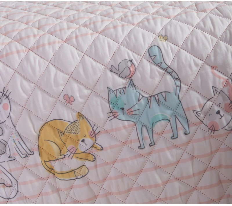 Παιδικό Κουβερλί Μονό Nef-Nef Cat Life Ecru/Pink 180x240