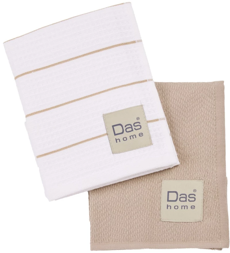 Σετ Ποτηρόπανα 2 Τεμαχίων Das Home 0830 White-Taupe 30x50