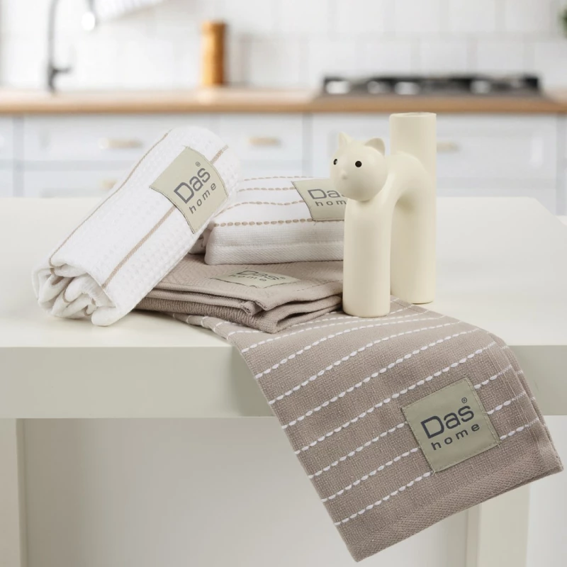 Σετ Ποτηρόπανα 2 Τεμαχίων Das Home 0830 White-Taupe 30x50