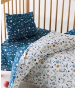 Σετ Σεντόνια Λίκνου 2 Τεμαχίων Kentia Garnet White-Blue-Orange 70x120