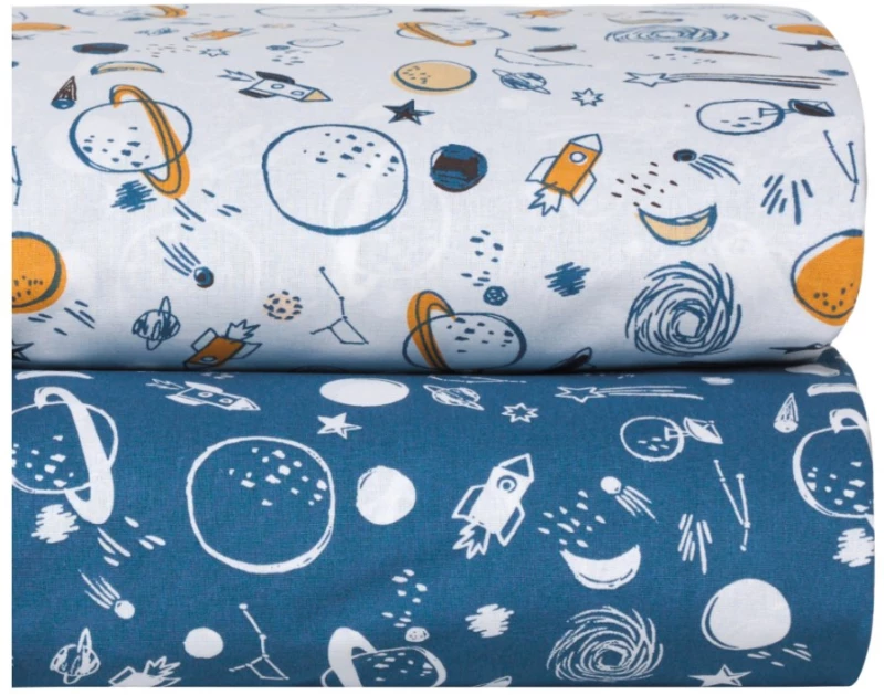 Σετ Σεντόνια Λίκνου 2 Τεμαχίων Kentia Garnet White-Blue-Orange 70x120