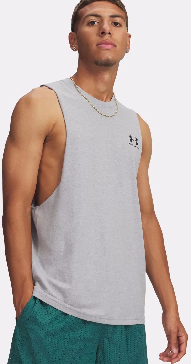 UNDER ARMOUR LEFT CHEST CUT OFF TANK T-SHIRT (1329286-035) (1329286-035)