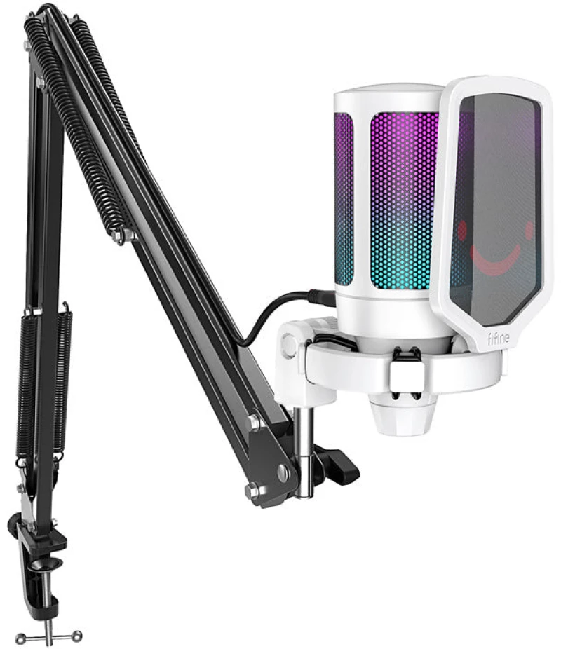 Fifine Gaming microphone with tripod A6TW (white)