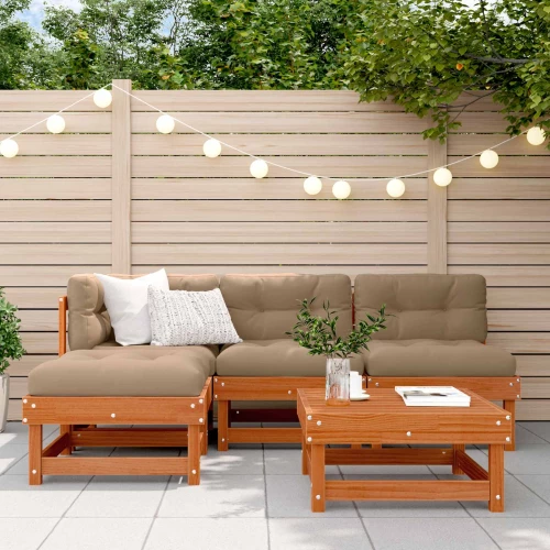vidaXL Σετ Ξαπλώστρας Κήπου 13 pcs Κερωμένο Καφέ Στερεό πεύκο