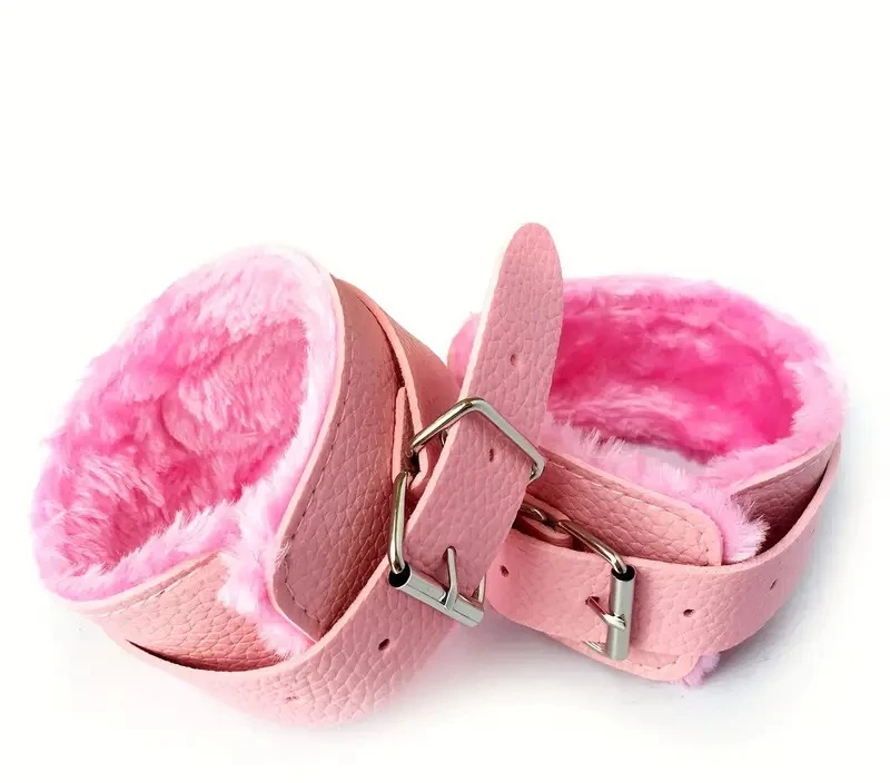 Δερμάτινες Χειροπέδες Fur Lined Ροζ