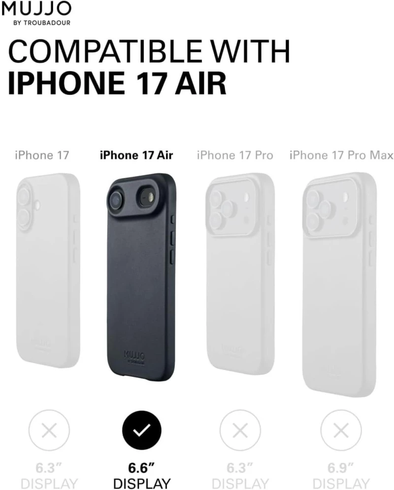 Θήκη iPhone Air MUJJO by Troubadour Full Leather Case Δερμάτινη με MagSafe - Basalt (‎MUJJO-CL-065-BS)
