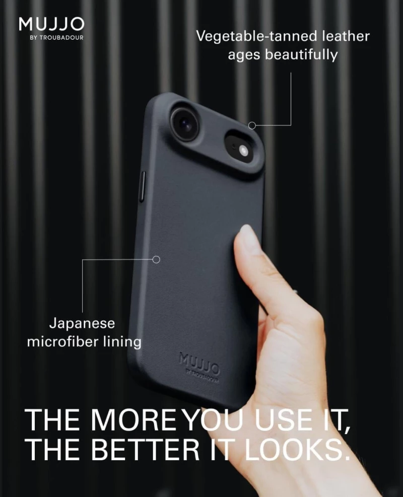 Θήκη iPhone Air MUJJO by Troubadour Full Leather Case Δερμάτινη με MagSafe - Basalt (‎MUJJO-CL-065-BS)