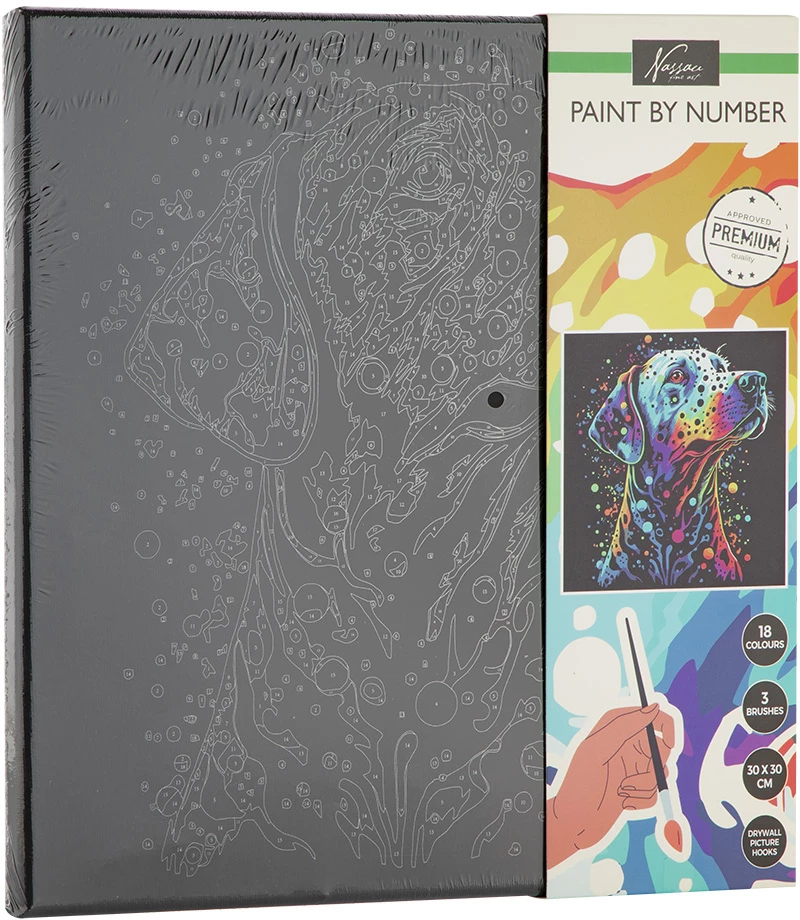 PAINT BY NUMBERS ΜΑΥΡΟΣ ΚΑΜΒΑΣ 30Χ30 εκ. ΣΚΥΛΟΣ (#002.AR2021-GE)