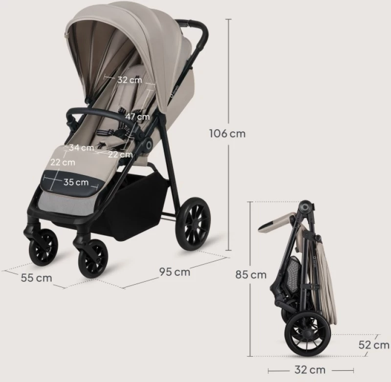 Lionelo Emerald Καρότσι Ταξιδίου έως 22kg Beige Sand