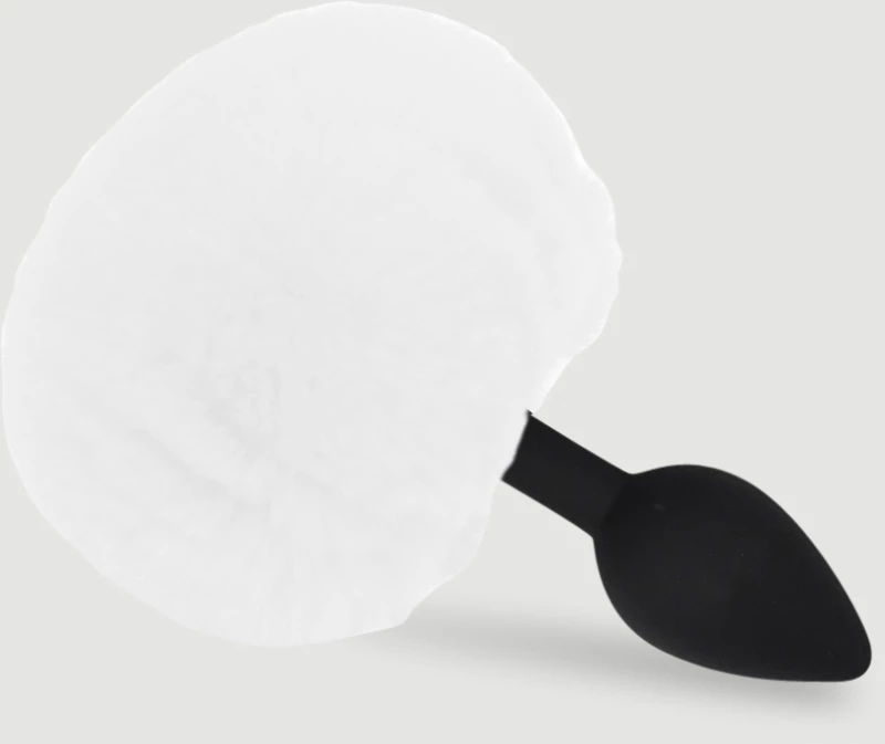 Πρωκτική Σφήνα Σιλικόνης με Φουντωτή Ουρά Beginner's Large Silicone Bunny Tail Butt Plug - Λευκή