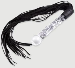 Δερμάτινο Flogger Με Διάφανη Ανάγλυφη Λαβή Leather Flogger With Embossed Transparent Handle – Μαύρο