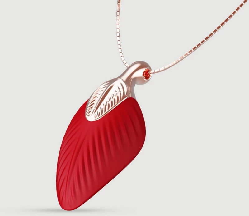 Δονητής Σιλικόνης Κολιέ Φτερό Mini Liquid Silicone Luxury Feather Necklace Mini Vibrator - Κόκκινος