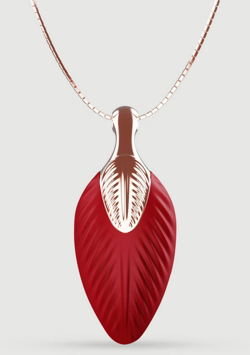 Δονητής Σιλικόνης Κολιέ Φτερό Mini Liquid Silicone Luxury Feather Necklace Mini Vibrator - Κόκκινος